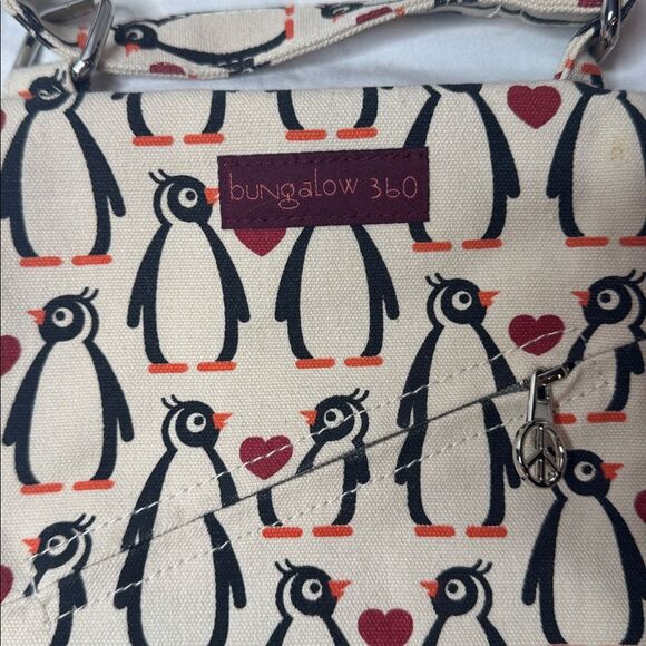 Bungalow 360 Penguin Print Crossbody messenger Bag - Cream and Black - Picture 4 of 8